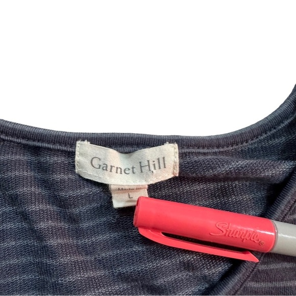 Garnet Hill Navy Blue & Periwinkle Striped Short Sleeve T-Shirt Mini Dress Sz L - Picture 5 of 13